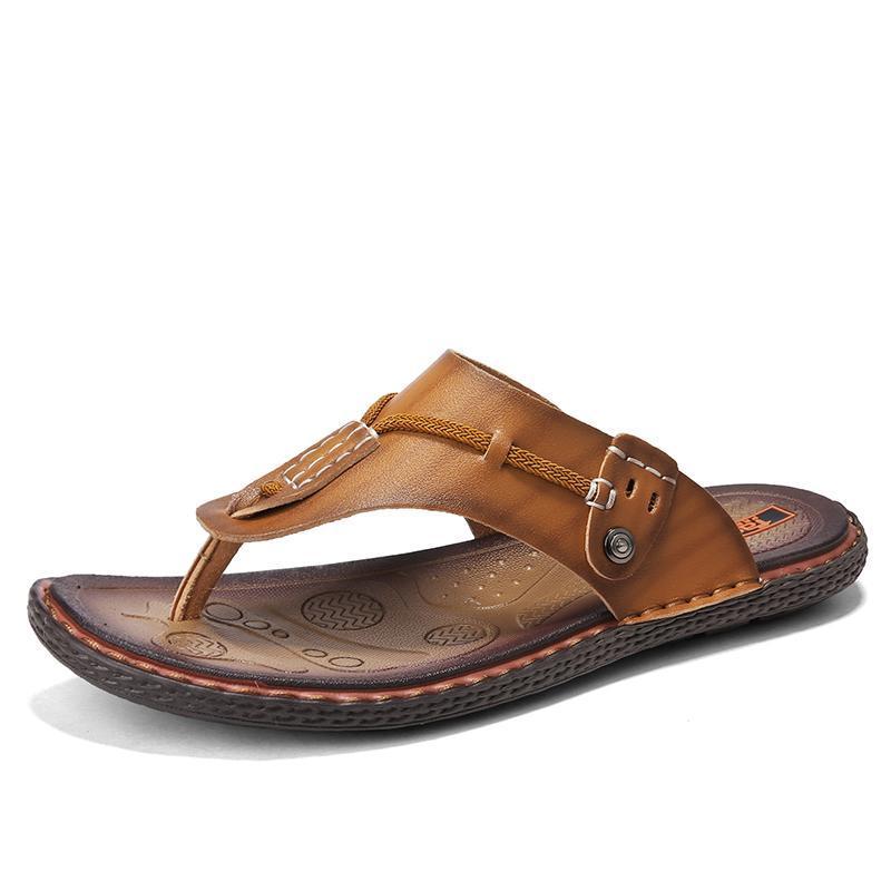 Pearlzone_Men's Open Toe Flip-Flops with Adjustable Strap Buckle