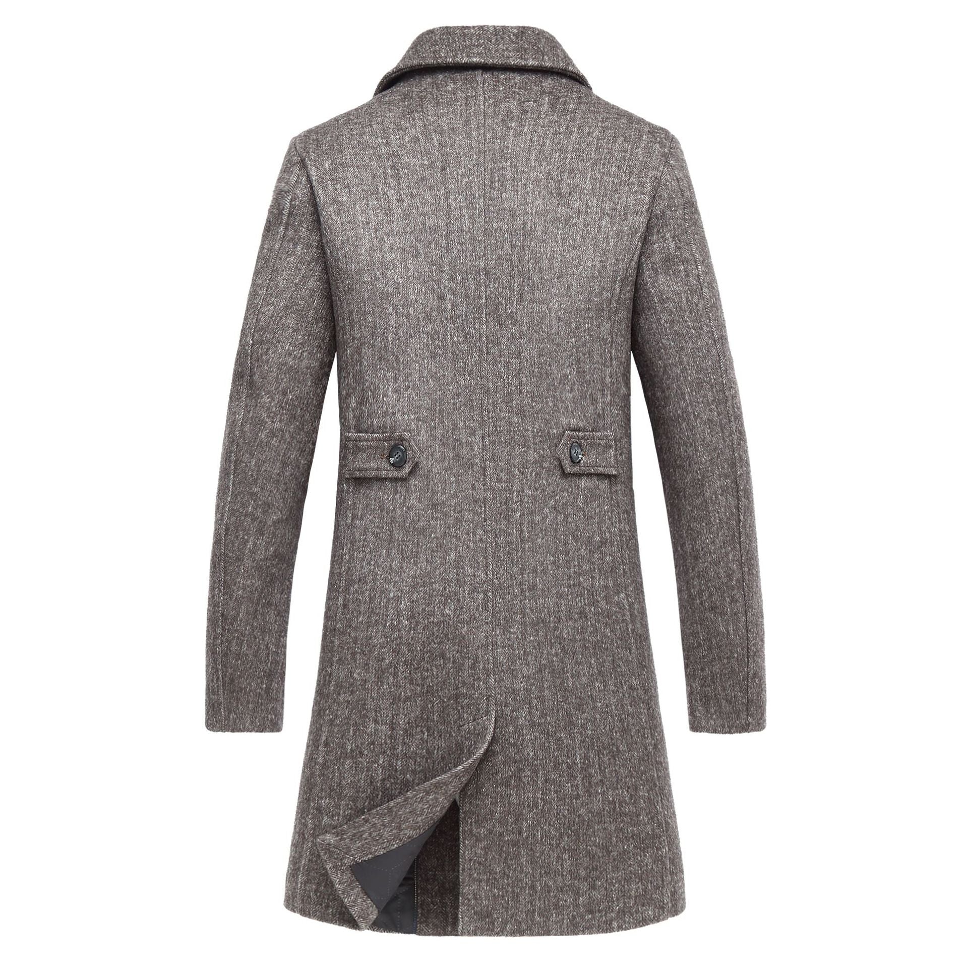 Top Men's Business Long Style Wool Pea Coat