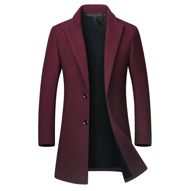 Men's Premium Fitted Long Wool Pea Coat