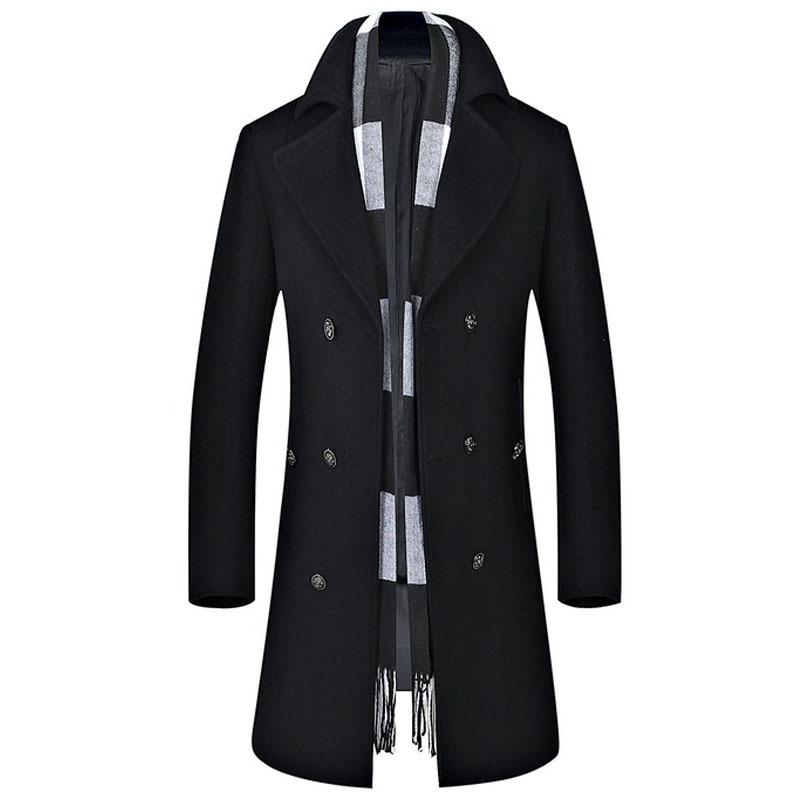 Gentlemen Scarf Premium Wool Coat #002