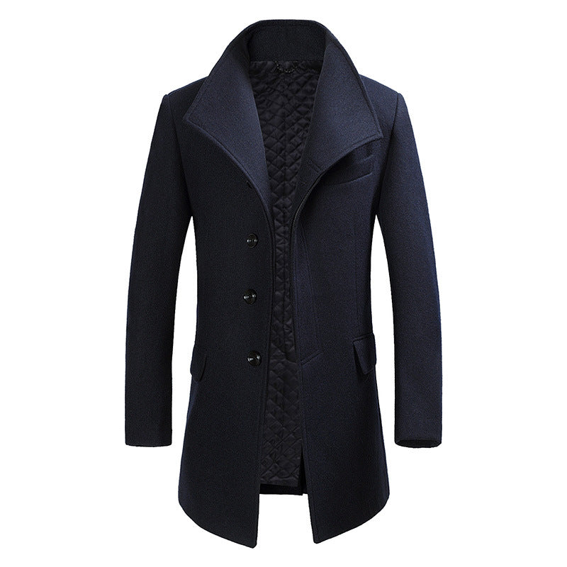 Men's Turn-Down Collar Wool Pea Coat