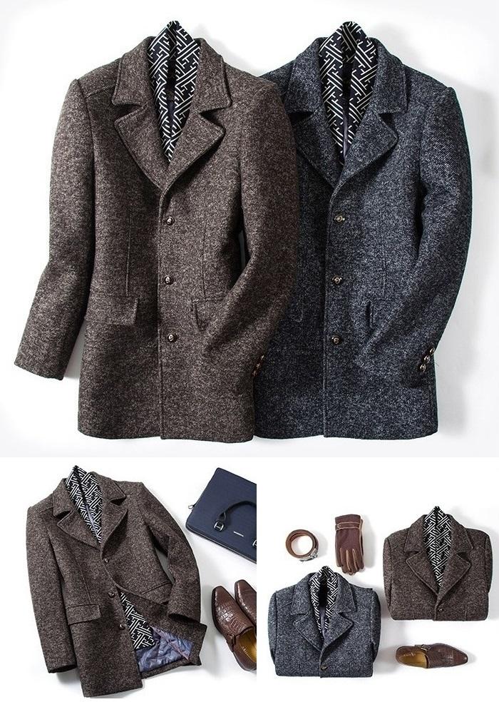 Gentlemen Scarf Premium Wool Coat #001