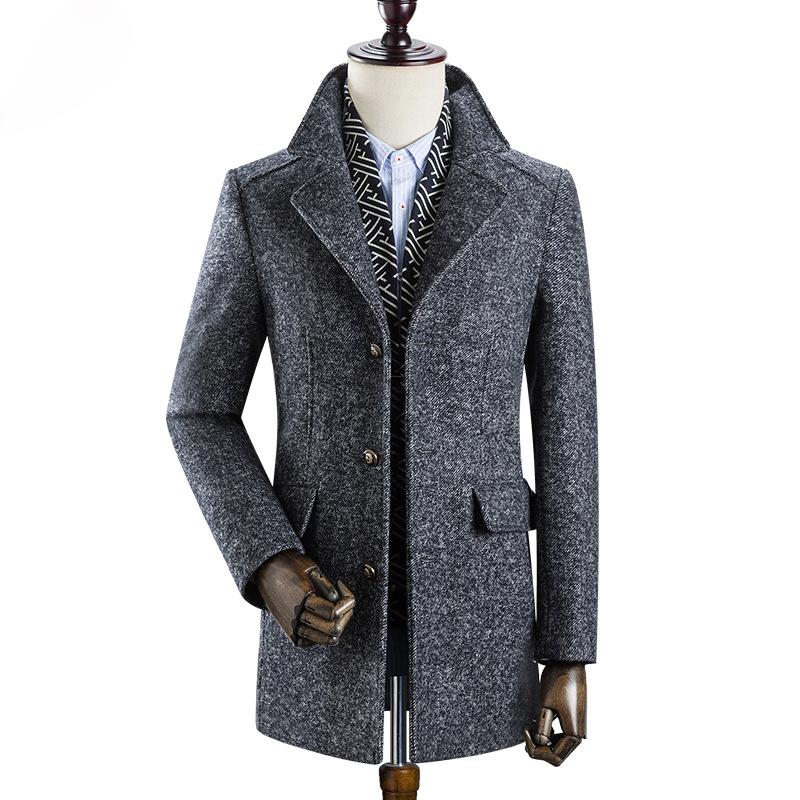 Gentlemen Scarf Premium Wool Coat #001