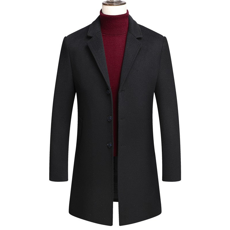 Men's Thicken Classic Business Wool Pea Coat