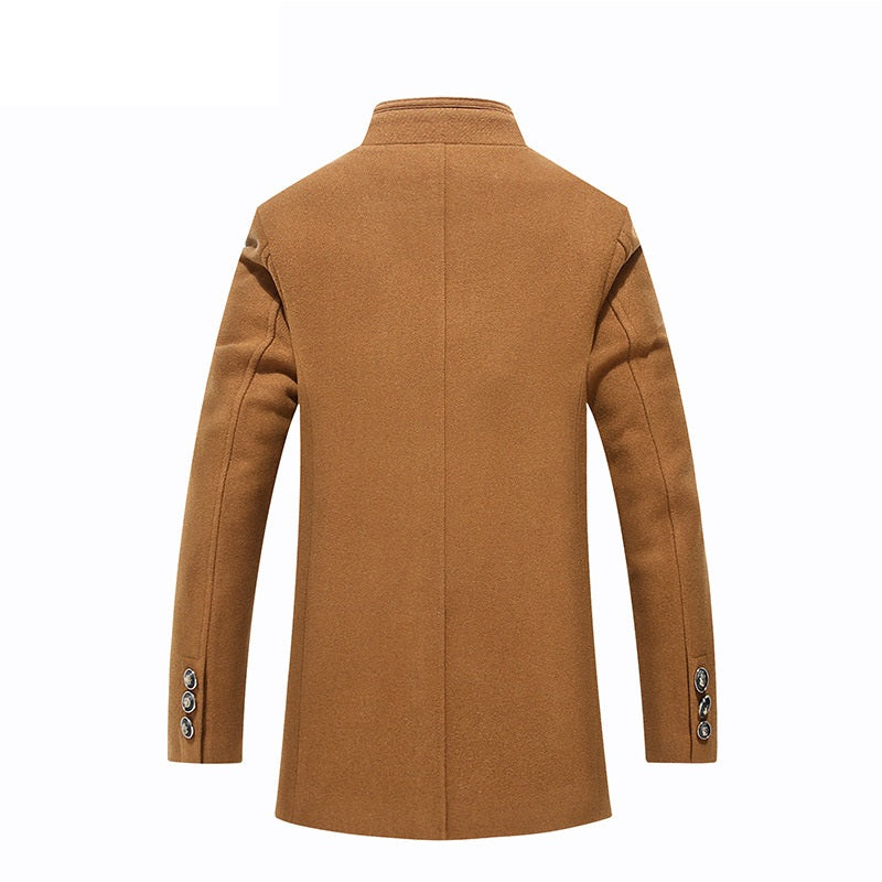 Detachable Fur Collar Men's Premium Wool Coat