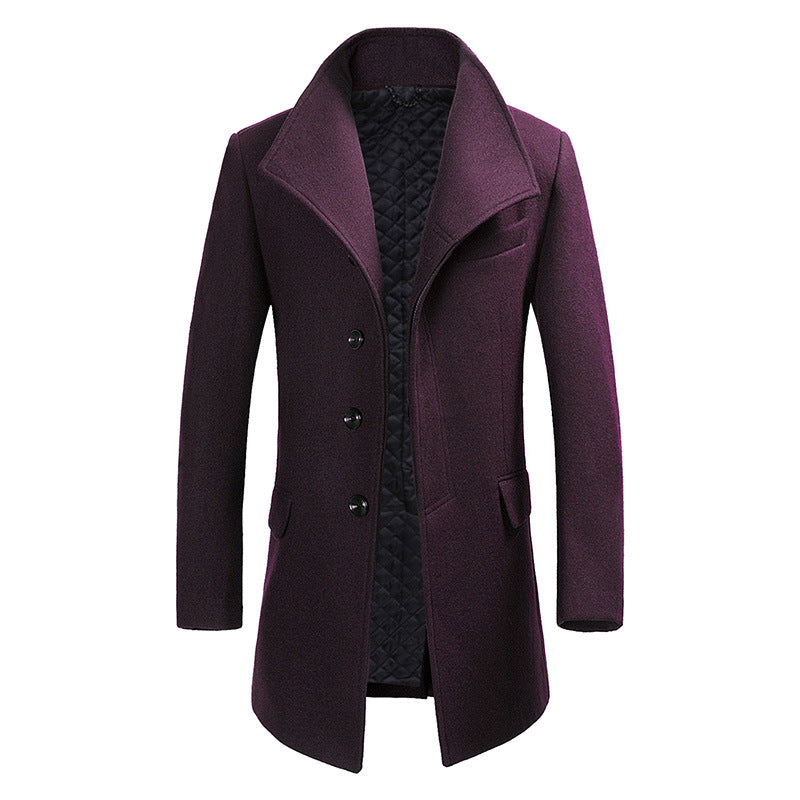 Men's Turn-Down Collar Wool Pea Coat