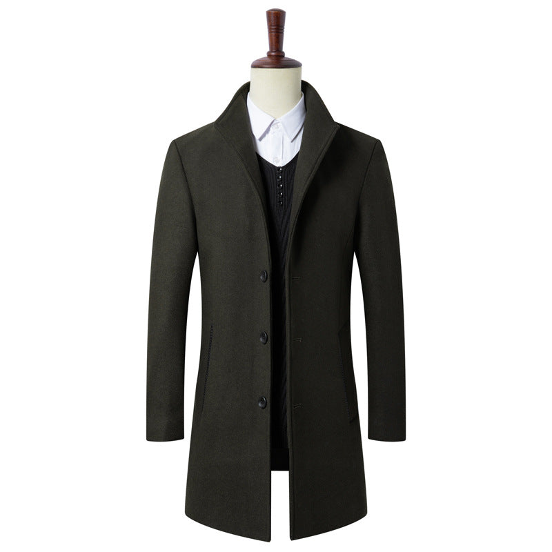 Gentlemen Wool Blend Long Pea Coat